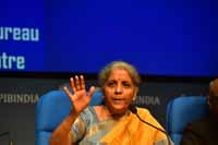 Union Minister for Finance and Corporate Affairs, Nirmala Sitharaman addressing a Post Budget 2021 Press Conference, in New Delhi, India on 1st February 2021. (Photo: Tribhuvan Tiwari/Outlook). Union Minister for Finance and Corporate Affairs, Nirmala Sitharaman addressing a Post Budget 2021 Press Conference, in New Delhi, India on 1st February 2021. (Photo: Tribhuvan Tiwari/Outlook).